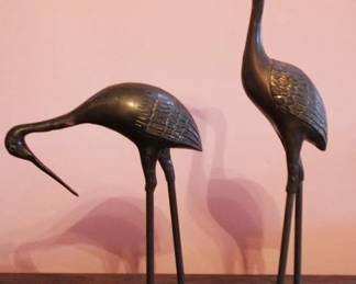 291 - 2 Brass Heron Figures - 19" tall
