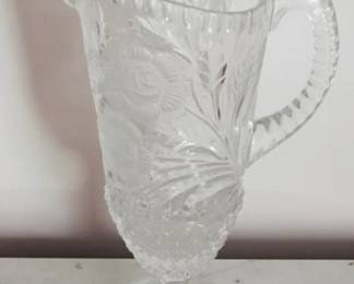 46 - Pressed Glass Pitcher - 13" tall
