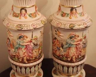 81 - Pair Capodimonte Italian Vases - 15" tall
