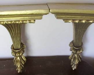 40 - Pair Wall Corbels, Gilded - 14" x 12" x 9"
