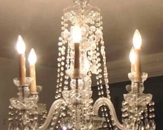 115 - Vintage Glass Prism Chandelier - 28" x 18" You are buying a used as-is electric/electronic item. We do not guarantee all components are present, and if it is not expressly stated, it is untested.
