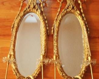 142 - Pair of Mirrored Wall Sconces - 36" x 10"
