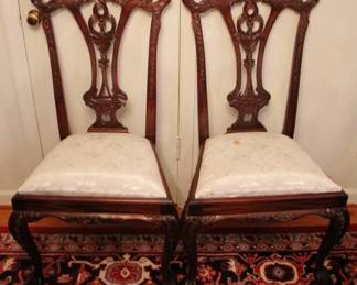 86 - Pair Chippendale Dining Chairs - 40" x 23" x 18"

