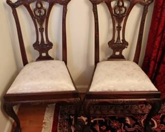 95 - Pair Chippendale Dining Chairs - 40" x 23" x 18"
