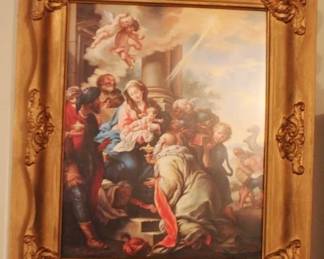 187 - Vintage Print in Carved Frame - 23" x 28"
