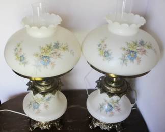 39 - Pair Vintage Painted Lamps - 23" tall You are buying a used as-is electric/electronic item. We do not guarantee all components are present, and if it is not expressly stated, it is untested.
