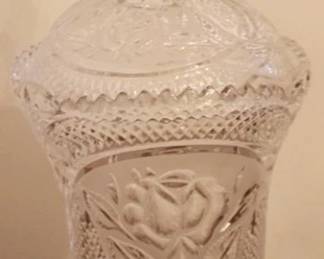 62 - Pressed Glass Candy Jar - 16" tall
