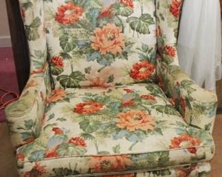 383 - Vintage Floral Wingback Chair - 32" x 38" x 48"

