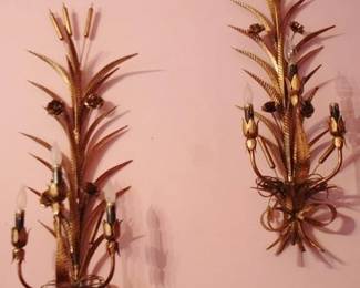 282 - Pair Vintage Wall Sconces - 38" tall You are buying a used as-is electric/electronic item. We do not guarantee all components are present, and if it is not expressly stated, it is untested.
