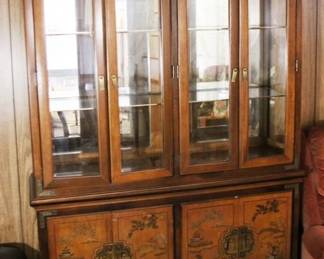 382 - Vintage Chinoiserie China Cabinet 52" x 80" x 18"
