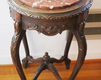 22 - Marble Inset Carved Stand - 27" x 16"
