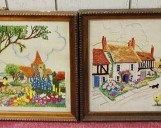 376 - 2 Framed Needlepoints - 10" x 13"

