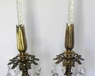 28 - Vintage Pair Prism Candlesticks - 26" tall
