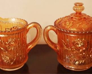 103 - Imperial Lustre Rose Carnival Creamer & Sugar 7" tall
