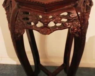 177 - Marble Inset Carved Plant Stand - 14" x 37"
