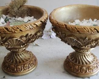 260 - Pair Concrete Planters - 20" x 21"
