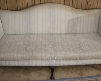 395 - Vintage Chippendale Camel Back Sofa 80" x 34" x 36"
