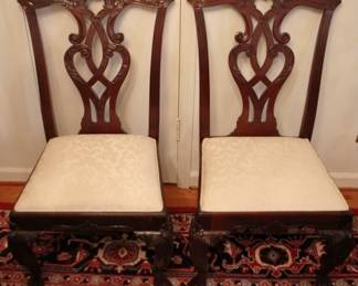 67 - Pair Chippendale Dining Chairs - 40" x 21" x 17"
