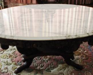 35 - Oval Carved Marble-top Coffee Table 19" x 46" x 28"
