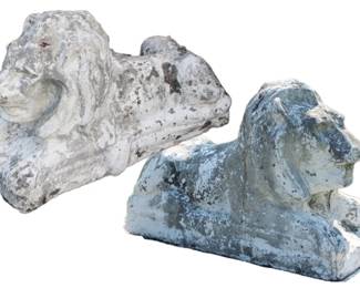 4 - Pair Concrete Lions - 17" x 27" x 12"
