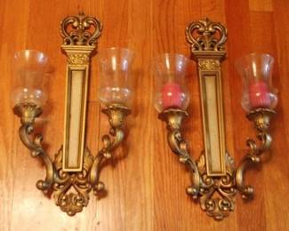 59 - Pair Vintage Candle Sconces - 18" tall
