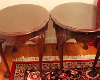 79 - Pair Chippendale Claw Foot End Tables 24" x 27" x 23"
