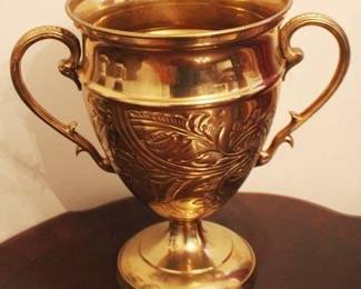 72 - Brass Handled Vase - 11" tall
