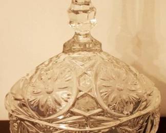 119 - Pressed Glass Candy Dish - 11" tall
