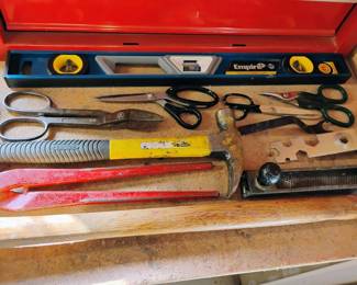 Assortment of Hand Tools - Hammers, Scissors, Hand Planers