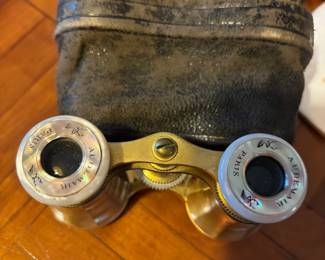 Audemair Paris Brass and Mother of Pearl Opera Binoculars