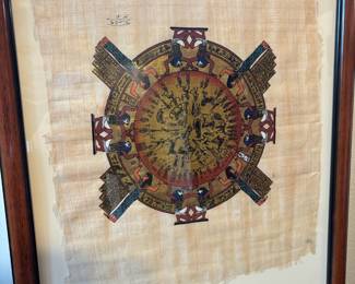 Hand Painted Egyptian Zodiac Calendar on Papyrus