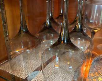 Set of 8 Clear Wine Glasses with Smoky Gray Stem