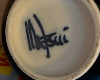 Marc Matsui Black/Brown Pottery Lidded Bowl