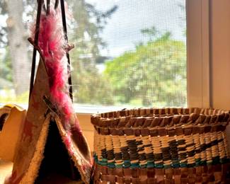 Cherokee Made Mini Leather Teepee American Indian Qualla Reservation NC