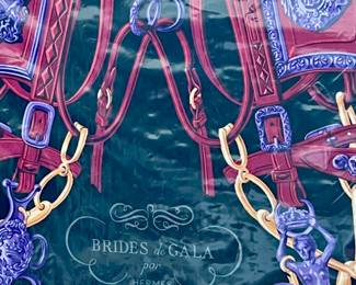 83. Hermes Equestrian Silk Scarf (33" x 33")