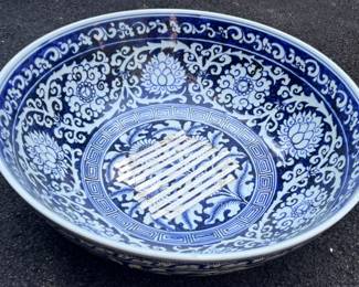 57. Asian Blue & White Decorative Bowl (26" x 9")