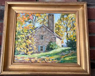 85. Signed Oil on Board by Henry Rand 1918 (art 10" x 12") (frame 15" x 13")