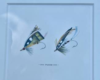63. Pair of Matted Fly Fish Prints (art 8" x 8")
