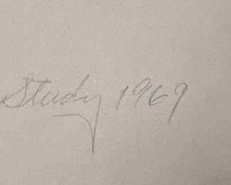 28. Signed by Daniel Ludwig “Study 1969” (14.5” x 10.5”) Mat (22” x 18”) 