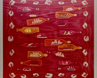 18. Hermès-Paris Silk Scarf Art (34.5” x 34”) Mat (41” x 40”)