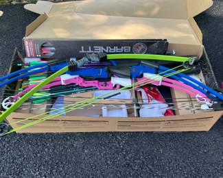 69. Mini Pink Genesis Archery Bow & Arrows.                  70. Genesis Blue Archery Bow w/ Arrows                            71. Scout Archery Bow
