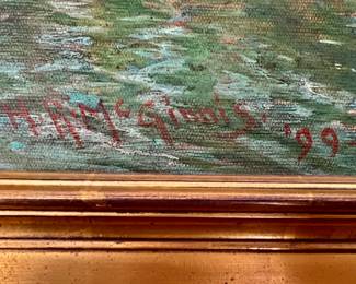 37. Signed Oil on Canvas by Henry Ryan MacGinnis “The Brook” 1899 Art (19.5” x 15.5”) Frame (27” x 23”)
