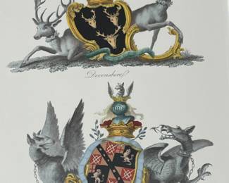 39. Pair of Framed Prints of English Crests Bradford and Marlborough Art (10" x 13") Frame (18" x 21")