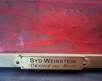 13. Signed Oil on Canvas by Syd Weinstein “Orange and Blue” Art (31.5” x 39.5”) Frame (33” x 40.5”)
