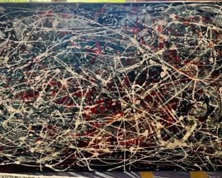 86. Signed Abstract Painting by K. Ness (50" x 28")