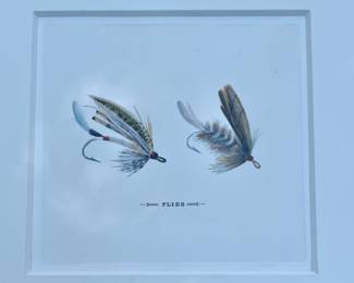 63. Pair of Matted Fly Fish Prints (art 8" x 8")