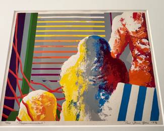 9. Signed Lithograph 1970 “P” 25/50 Art (19.5” x 15.6”) Mat (24” x 27.5”)