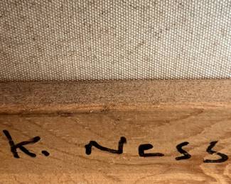 86. Signed Abstract Painting by K. Ness (50" x 28")