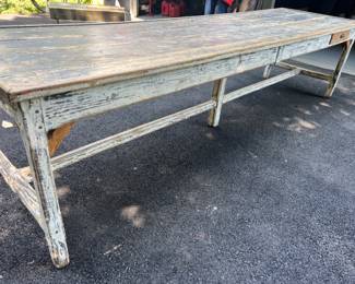 60. Vintage Plank Top Farm Table (118" x 33" x 30")