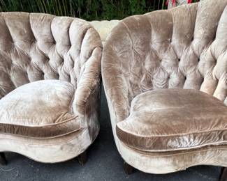 47. Pair of Velvet Butterfly Chairs w/ Tufted Back (37" x 34" x 33") 